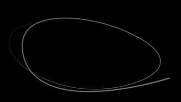 Light streak creating oval shape on black background. Motion video