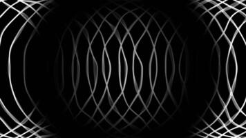White wavy lines pulsating on black background. Motion video
