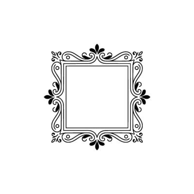 Elegant Black White Square Frame Decorative Vintage