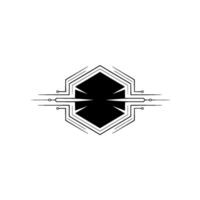 Abstract Geometric Tech Hexagon Circuitry on White vector