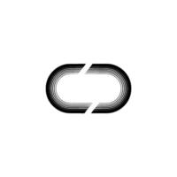 Minimalist Abstract Black Oval With Break, Modern vector