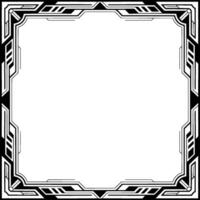 Art Deco Geometric Frame, Black White Square Border, Template vector