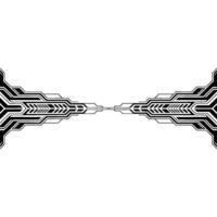 Futuristic Tech Border Abstract Black White Circuitry on Gradient vector