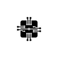 Abstract Cpu Minimalist Tech Illustration on Gradient Background vector