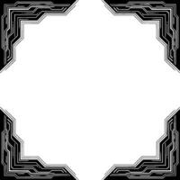 Digital Circuit Frame Geometric Black and White Tech Border, Blank Space vector