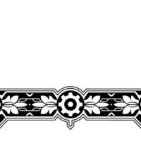 Geometric Border With Gear Element, Black and White vector