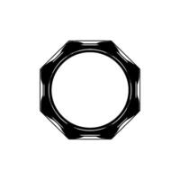 Geometric Black Octagon Frame With Silver Trim on White Background vector