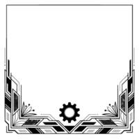 Geometric Art Deco Frame With Gear Element Illustration vector