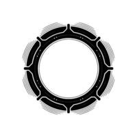 Futuristic Black Circular Frame With Radial Lines and Accent Details on Gray Background. vector