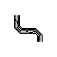 Minimalist Circuit Board in Black on White vector