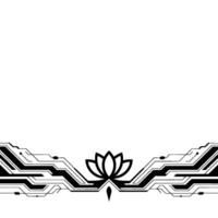 Tech Lotus Abstract Geometric With Floral and Circuit Elements vector