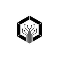 Tech Tree Circuitry in Hexagon, Minimalist vector