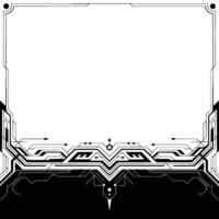 Futuristic Tech Frame, Black and White, Circuitry vector
