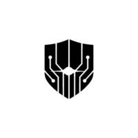 Cyber Security Shield Tech Protection , Minimalist vector