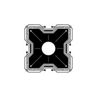 Futuristic Circuit Board With Glowing Center on Gradient Background vector