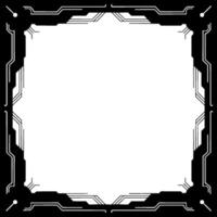 Deco Tech Frame Geometric Border With Digital Elements On White vector