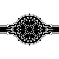Steampunk Gear Tech Industrial Emblem On White vector