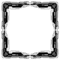 Futuristic Tech Frame Black White Border For Digital Interface vector