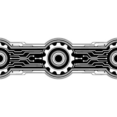 Geometric Tech Border Futuristic Black And White