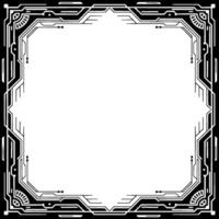 Modern Tech Frame, Digital Circuit Border, Black And White Art Deco Style vector