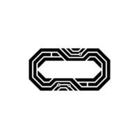 Minimalist Circuit Board, Black Lines On White, Modern Tech vector