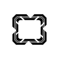 Geometric Tech Frame Black And White Minimalist vector