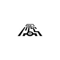 Futuristic Circuitry, Geometric Technology, Black On White vector