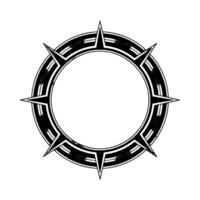 Art Deco Circle Frame With Spikes, Minimalist vector