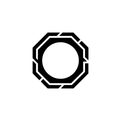 Abstract Octagon In Black White, Minimalist
