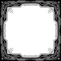 Futuristic Circuit Board Frame Minimalist Black And White Tech vector