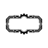 Black White Geometric Gear Frame Element Illustration vector
