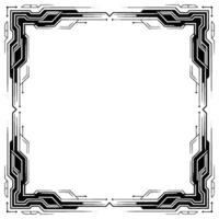 Tech Frame Futuristic Border, Black And White, Abstract vector