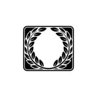 Minimalist Laurel Wreath Emblem In Square Frame vector