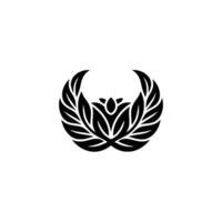 Elegant Black Leaf Emblem On White Nature Inspired vector