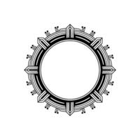 Geometric Art Deco Circular Frame Element In Black And White On Light Background vector