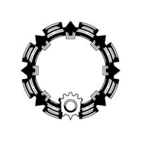 Geometric Gear Mechanical Frame Element On White Background vector