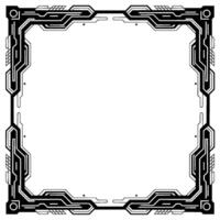 Futuristic Tech Frame Black, White, Green Digital Border On White vector