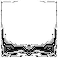 Futuristic Tech Frame Black And White Cyberpunk Border vector