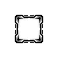 Futuristic Tech Border Black Geometric Frame On White Background vector
