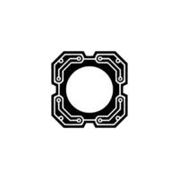 Minimalist Circuit Board Digital Technology Concept In Monochrome vector