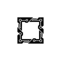 Abstract Circuit Board Frame In Black White vector