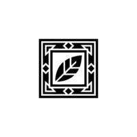 Geometric Leaf Black White Minimalist Nature vector