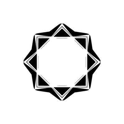 Abstract Geometric Starburst Frame In Black And White, Minimalist
