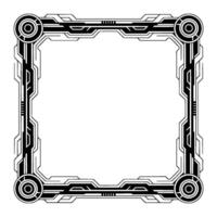 Futuristic Tech Frame, Black And White Border, Digital vector