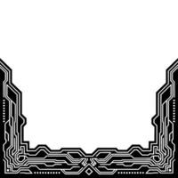 Tech Border Frame Circuit Board, Black White, Blank Space vector