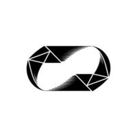 Geometric Abstract Interlocking Shape, Black White, Minimalist vector