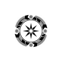Geometric Winter Starburst With Feather Details On White Background vector
