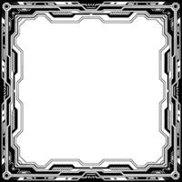 Futuristic Tech Frame Illustration Black White Ui Border, Blank Canvas vector