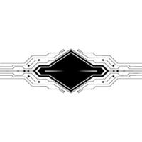 Tech Abstract Black Rhombus With Circuitry Lines, Minimalist Style vector
