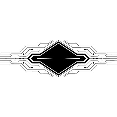 Tech Abstract Black Rhombus With Circuitry Lines, Minimalist Style